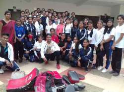 A moment of the group photo after the completion of self defense training for the girls of Suryasen College Siliguri.