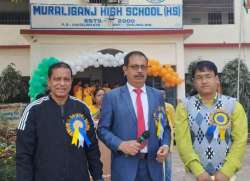 A MOMENT OF THE SPORTS IN MURALIGANJ HIGH SCHOOL, WITH HEADMASTER  DR. SAMSUL ALAM, B.D.O. SHRI SANJU GUHA MAJUMDER, AND RENSHI SAHADEV BARMAN  (8TH FEBRUARY 2023)